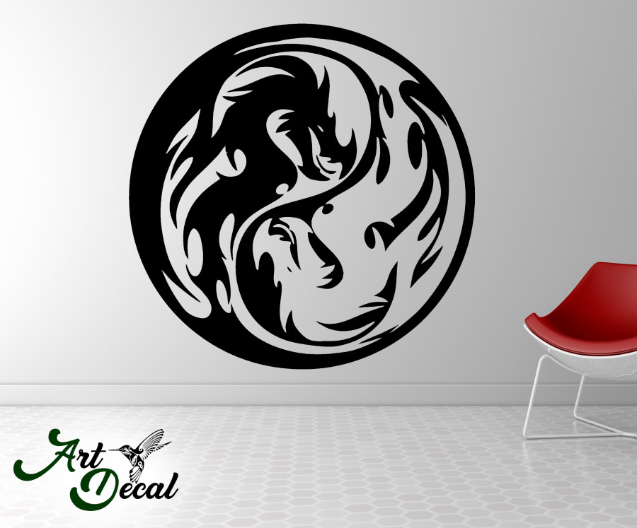 Wandtattoo Yin & Yang Dragon