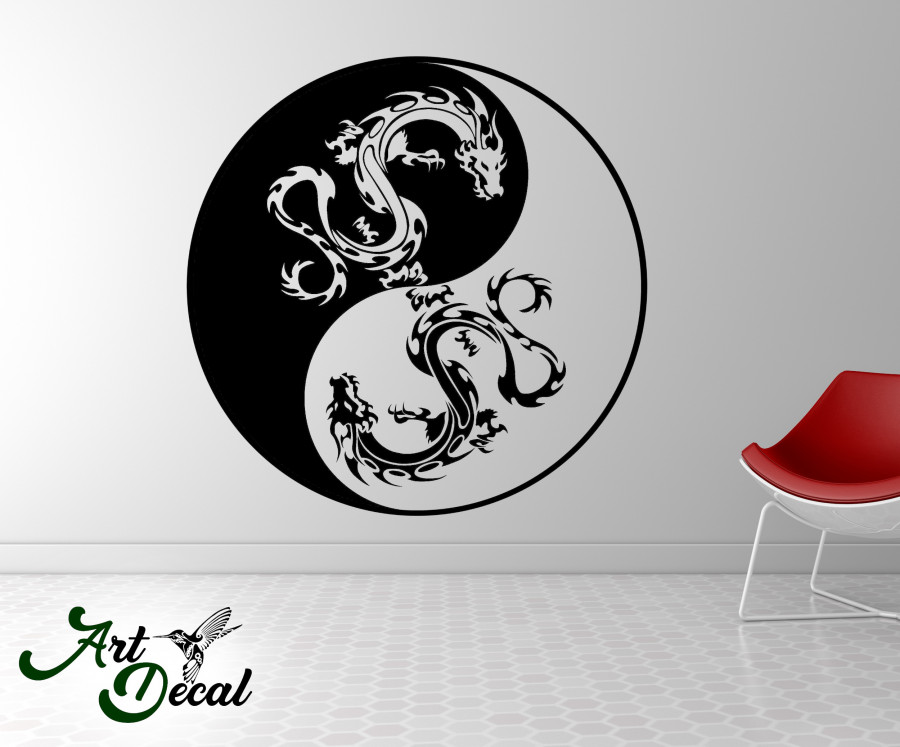 Wandtattoo Yin & Yang Drache