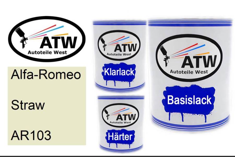 Alfa-Romeo, Straw, AR103: 1L Lackdose + 1L Klarlack + 500ml Härter - Set, von ATW Autoteile West.
