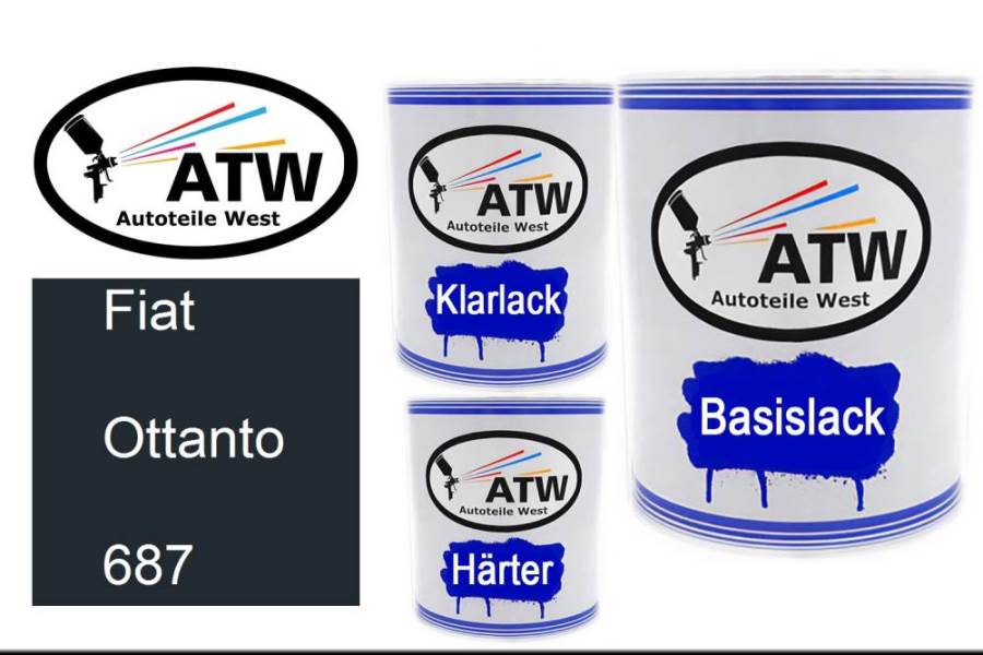 Fiat, Ottanto, 687: 1L Lackdose + 1L Klarlack + 500ml Härter - Set, von ATW Autoteile West.