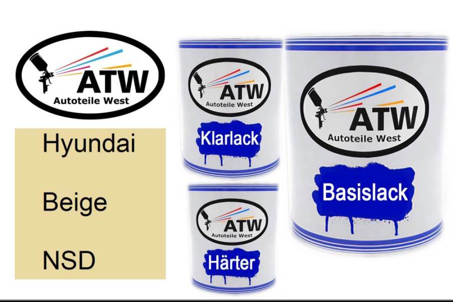 Hyundai, Beige, NSD: 1L Lackdose + 1L Klarlack + 500ml Härter - Set, von ATW Autoteile West.