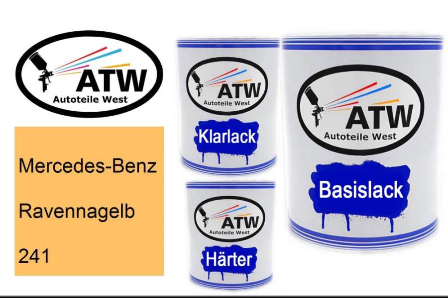 Mercedes-Benz, Ravennagelb, 241: 1L Lackdose + 1L Klarlack + 500ml Härter - Set, von ATW Autoteile West.