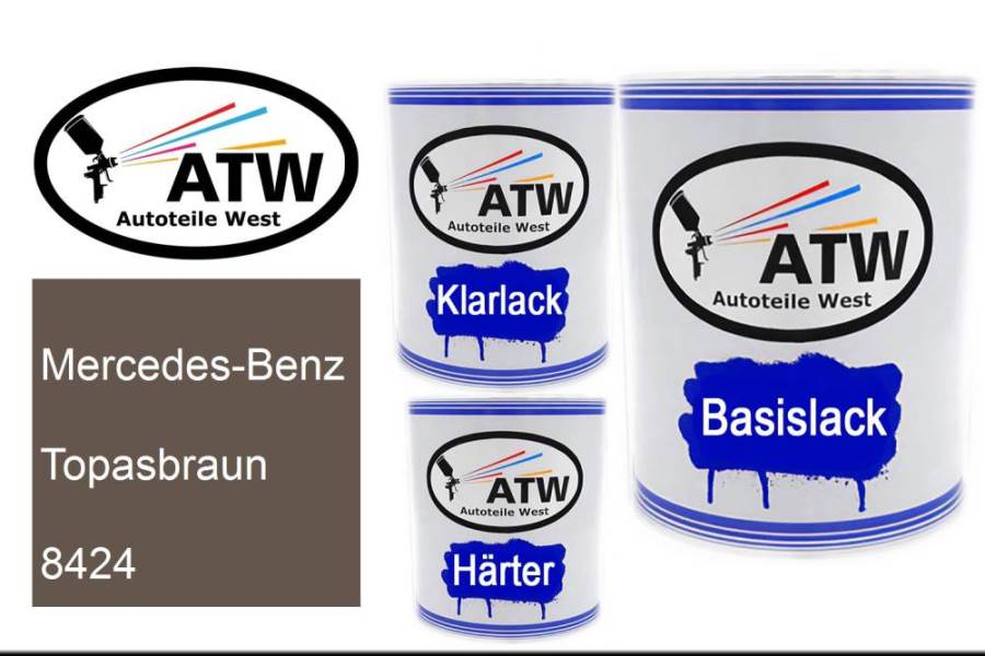 Mercedes-Benz, Topasbraun, 8424: 1L Lackdose + 1L Klarlack + 500ml Härter - Set, von ATW Autoteile West.