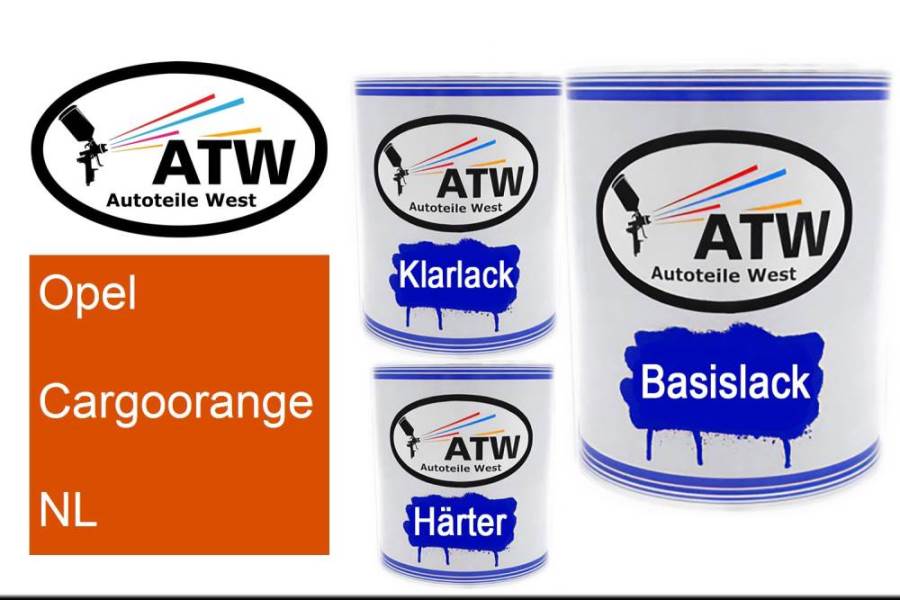 Opel, Cargoorange, NL: 1L Lackdose + 1L Klarlack + 500ml Härter - Set, von ATW Autoteile West.