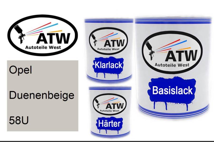 Opel, Duenenbeige, 58U: 1L Lackdose + 1L Klarlack + 500ml Härter - Set, von ATW Autoteile West.