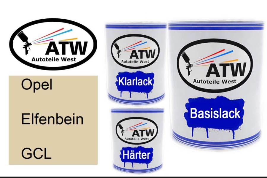 Opel, Elfenbein, GCL: 1L Lackdose + 1L Klarlack + 500ml Härter - Set, von ATW Autoteile West.