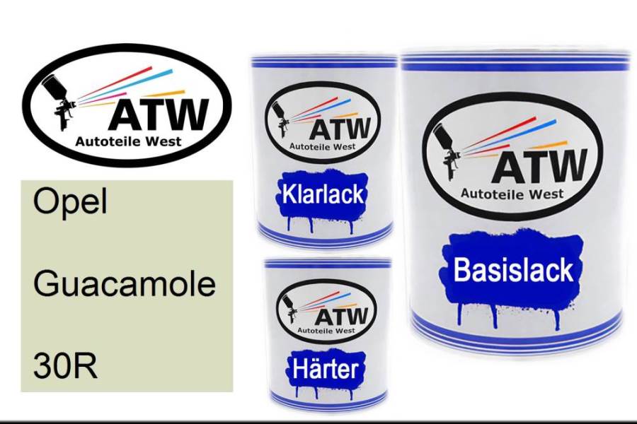 Opel, Guacamole, 30R: 1L Lackdose + 1L Klarlack + 500ml Härter - Set, von ATW Autoteile West.