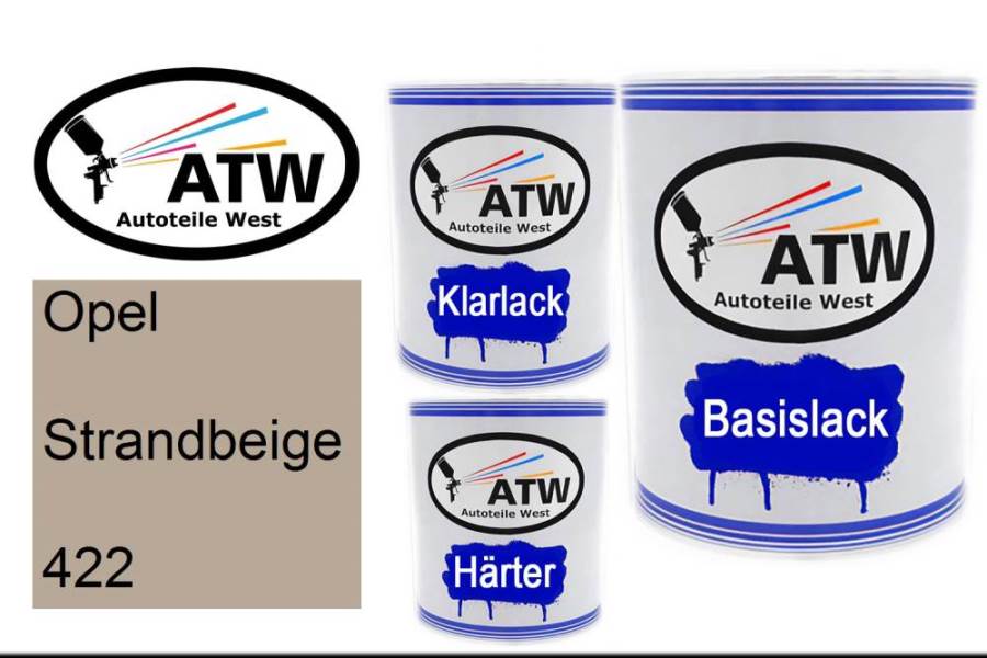 Opel, Strandbeige, 422: 1L Lackdose + 1L Klarlack + 500ml Härter - Set, von ATW Autoteile West.