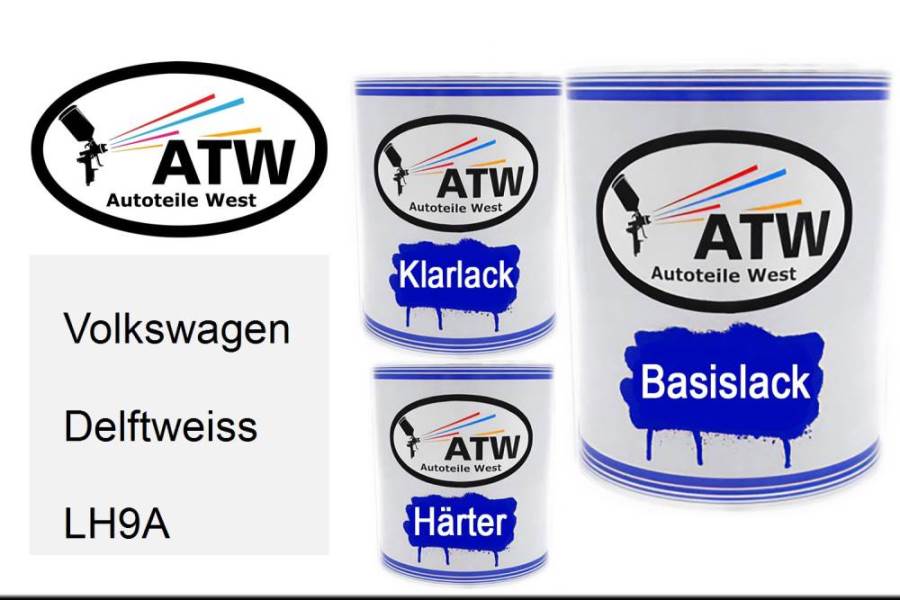 Volkswagen, Delftweiss, LH9A: 1L Lackdose + 1L Klarlack + 500ml Härter - Set, von ATW Autoteile West.