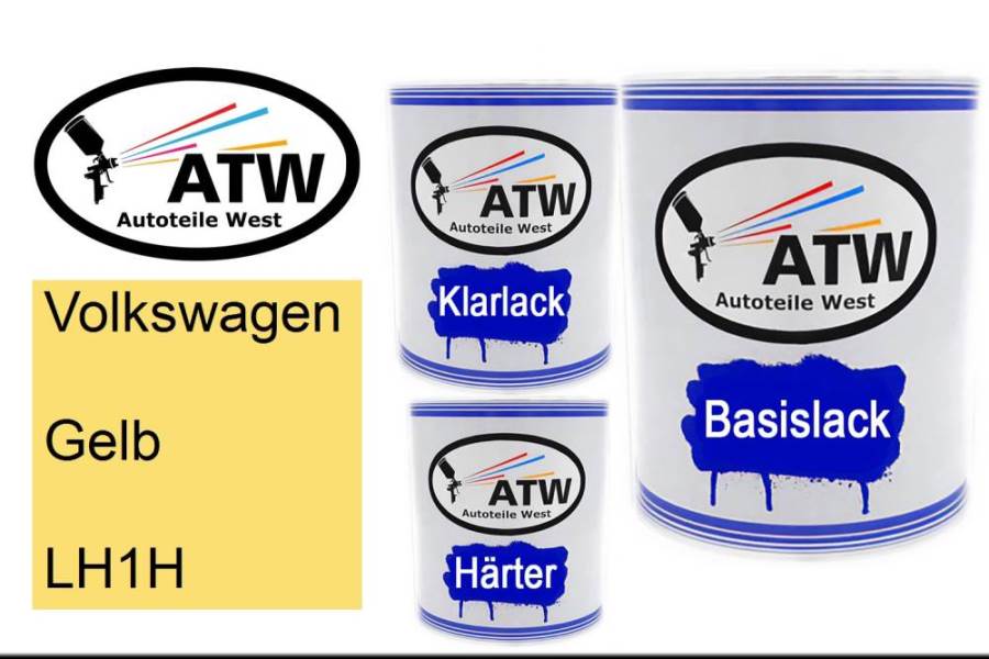 Volkswagen, Gelb, LH1H: 1L Lackdose + 1L Klarlack + 500ml Härter - Set, von ATW Autoteile West.