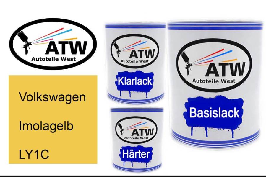 Volkswagen, Imolagelb, LY1C: 1L Lackdose + 1L Klarlack + 500ml Härter - Set, von ATW Autoteile West.