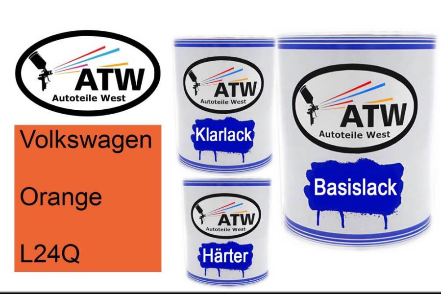 Volkswagen, Orange, L24Q: 1L Lackdose + 1L Klarlack + 500ml Härter - Set, von ATW Autoteile West.