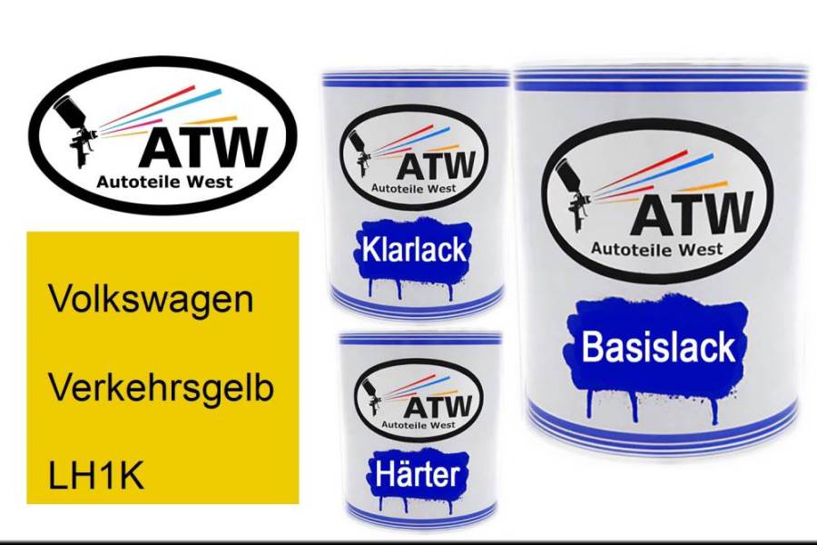 Volkswagen, Verkehrsgelb, LH1K: 1L Lackdose + 1L Klarlack + 500ml Härter - Set, von ATW Autoteile West.