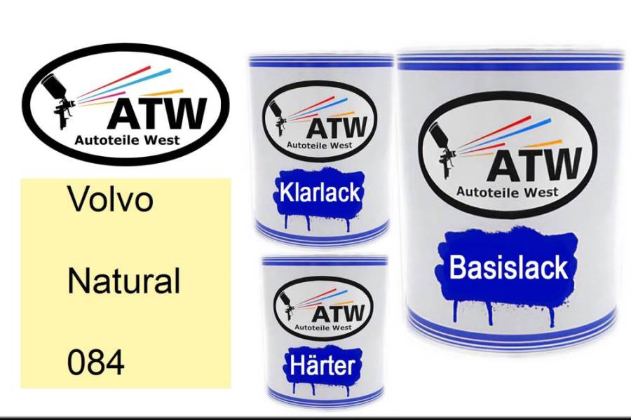 Volvo, Natural, 084: 1L Lackdose + 1L Klarlack + 500ml Härter - Set, von ATW Autoteile West.