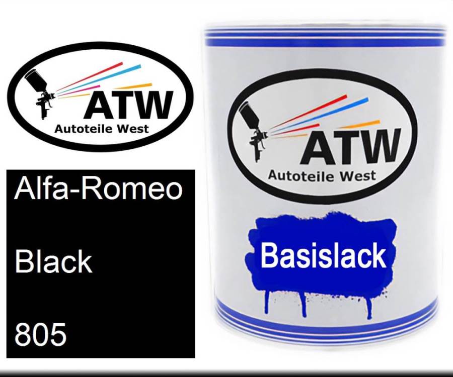 Alfa-Romeo, Black, 805: 1L Lackdose, von ATW Autoteile West.