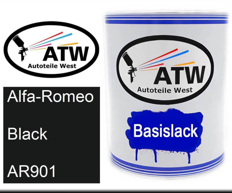 Alfa-Romeo, Black, AR901: 1L Lackdose, von ATW Autoteile West.