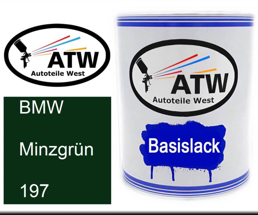 BMW, Minzgrün, 197: 1L Lackdose, von ATW Autoteile West.