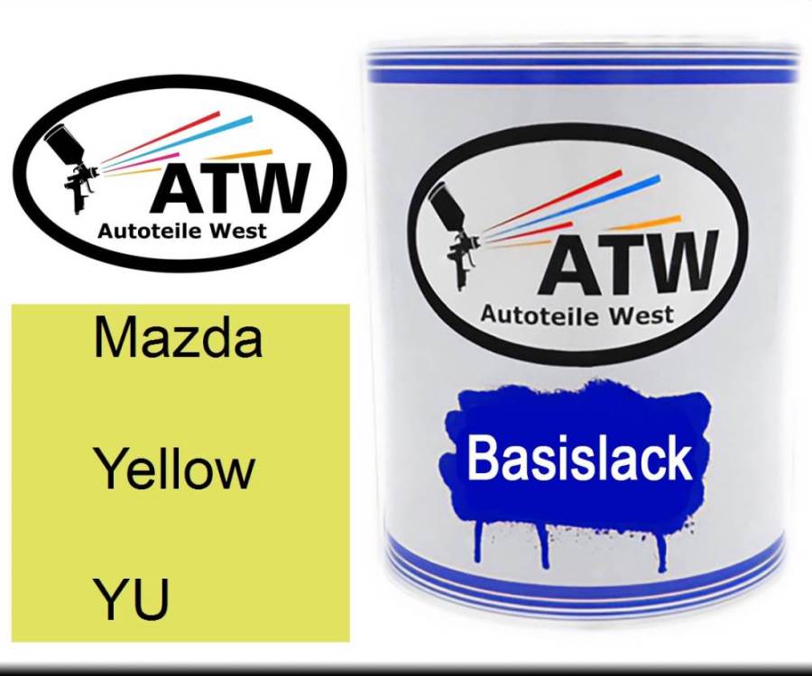 Mazda, Yellow, YU: 1L Lackdose, von ATW Autoteile West.