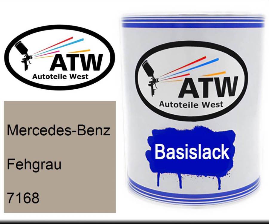 Mercedes-Benz, Fehgrau, 7168: 1L Lackdose, von ATW Autoteile West.