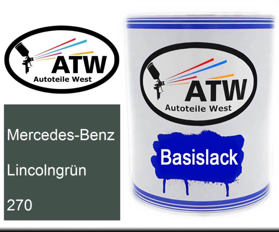 Mercedes-Benz, Lincolngrün, 270: 1L Lackdose, von ATW Autoteile West.