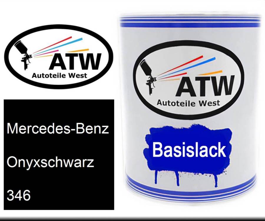 Mercedes-Benz, Onyxschwarz, 346: 1L Lackdose, von ATW Autoteile West.