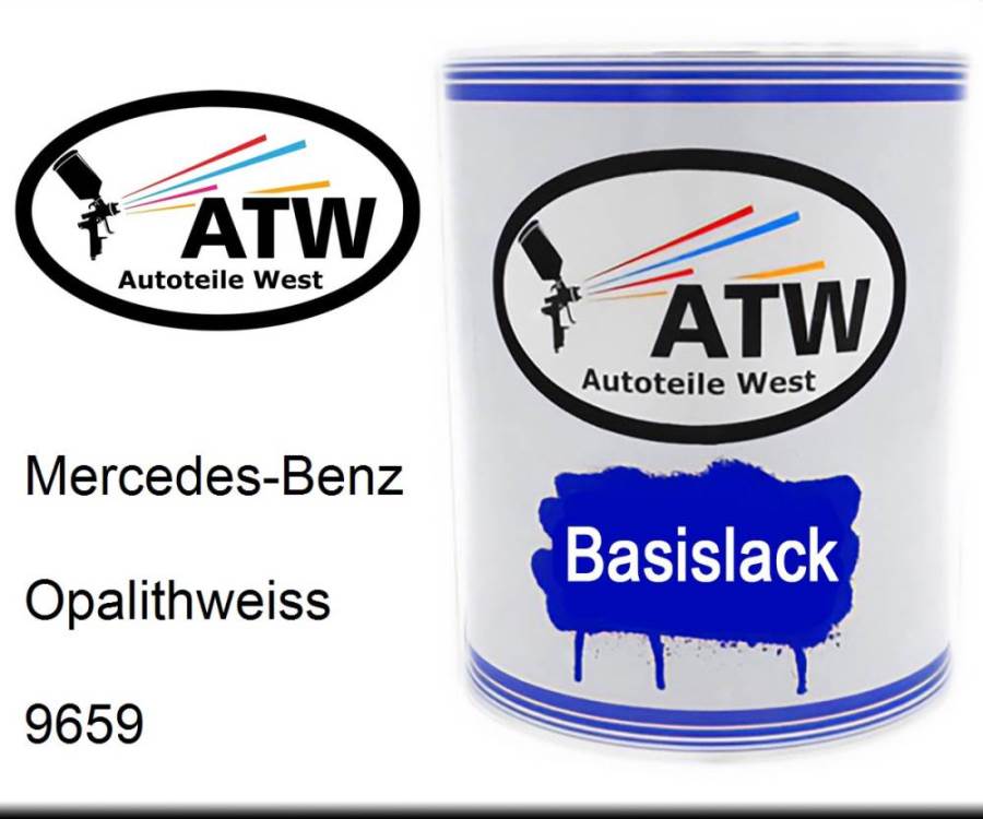 Mercedes-Benz, Opalithweiss, 9659: 1L Lackdose, von ATW Autoteile West.