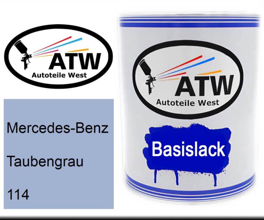 Mercedes-Benz, Taubengrau, 114: 1L Lackdose, von ATW Autoteile West.