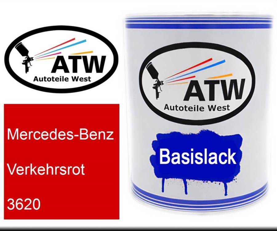 Mercedes-Benz, Verkehrsrot, 3620: 1L Lackdose, von ATW Autoteile West.