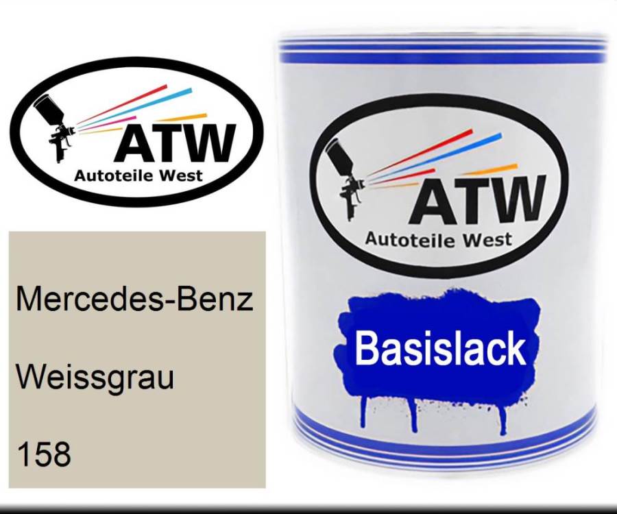 Mercedes-Benz, Weissgrau, 158: 1L Lackdose, von ATW Autoteile West.