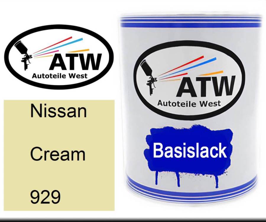 Nissan, Cream, 929: 1L Lackdose, von ATW Autoteile West.