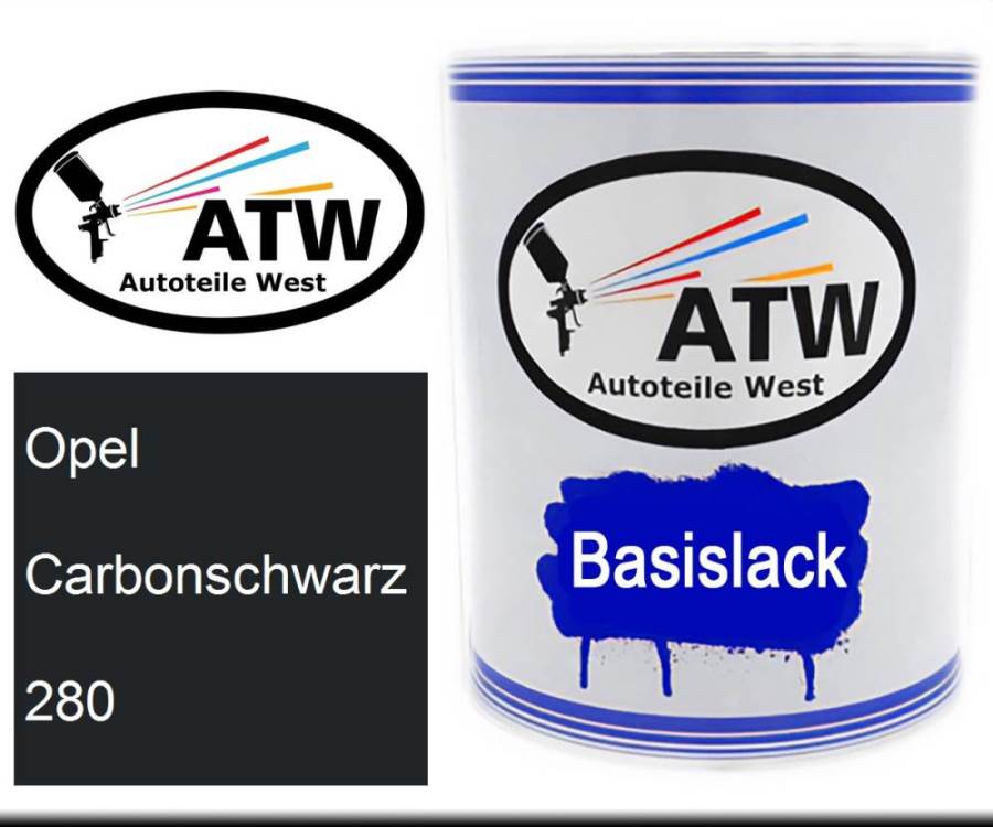 Opel, Carbonschwarz, 280: 1L Lackdose, von ATW Autoteile West.