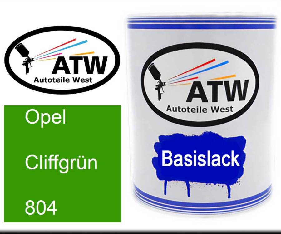 Opel, Cliffgrün, 804: 1L Lackdose, von ATW Autoteile West.