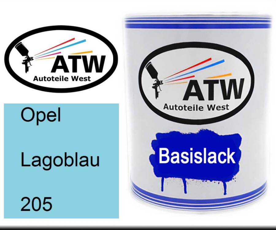 Opel, Lagoblau, 205: 1L Lackdose, von ATW Autoteile West.
