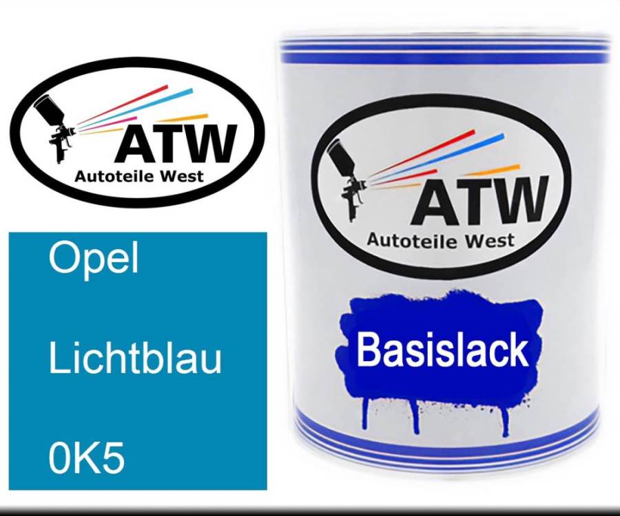 Opel, Lichtblau, 0K5: 1L Lackdose, von ATW Autoteile West.