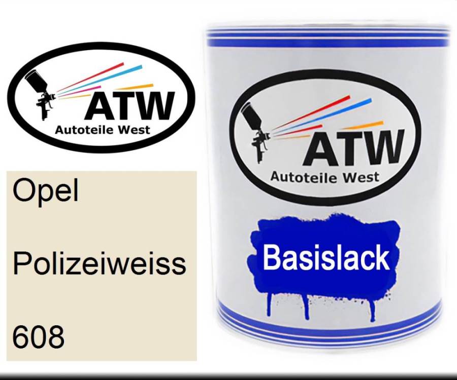 Opel, Polizeiweiss, 608: 1L Lackdose, von ATW Autoteile West.