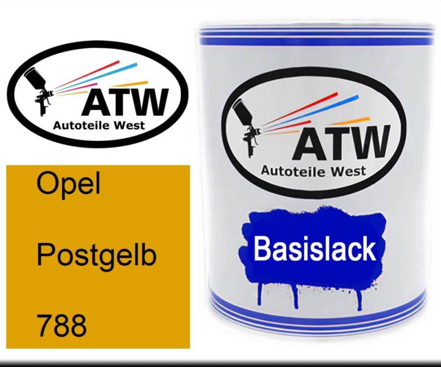 Opel, Postgelb, 788: 1L Lackdose, von ATW Autoteile West.