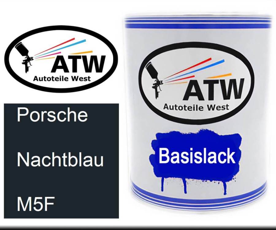 Porsche, Nachtblau, M5F: 1L Lackdose, von ATW Autoteile West.