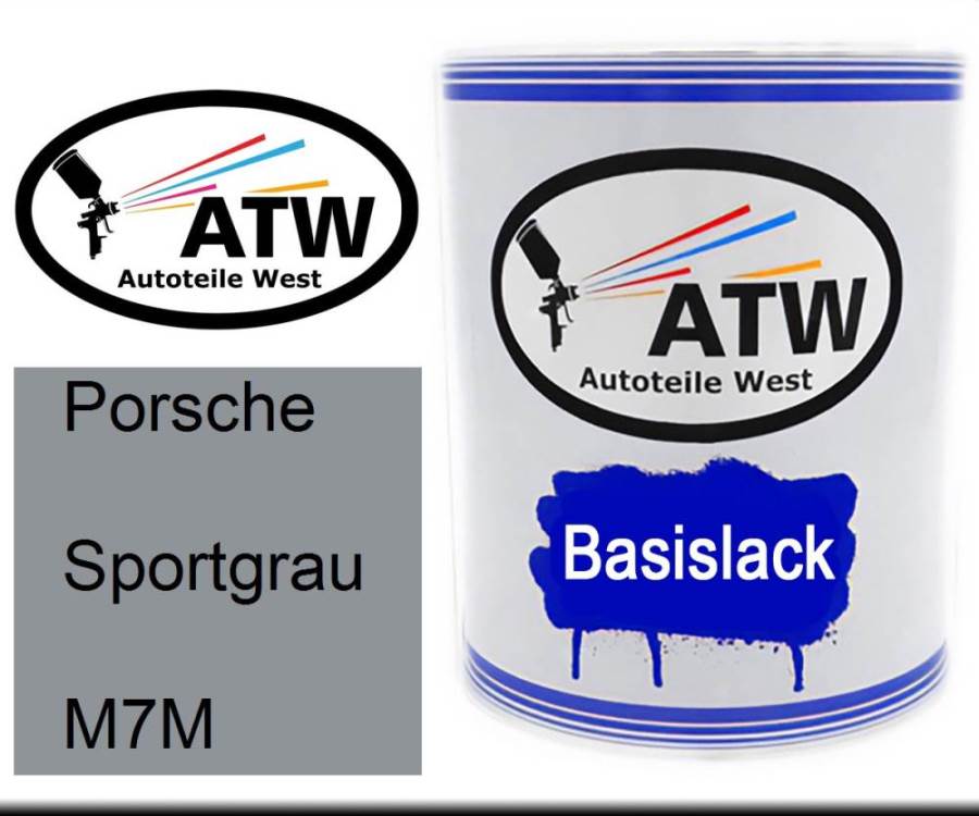 Porsche, Sportgrau, M7M: 1L Lackdose, von ATW Autoteile West.