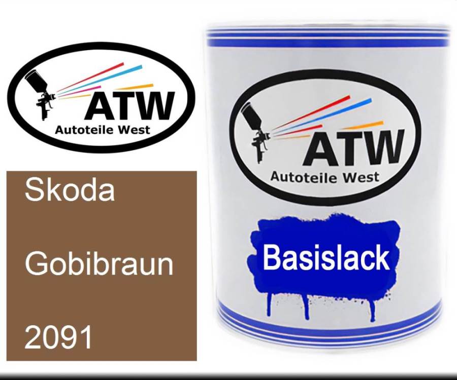 Skoda, Gobibraun, 2091: 1L Lackdose, von ATW Autoteile West.