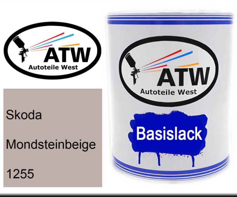 Skoda, Mondsteinbeige, 1255: 1L Lackdose, von ATW Autoteile West.