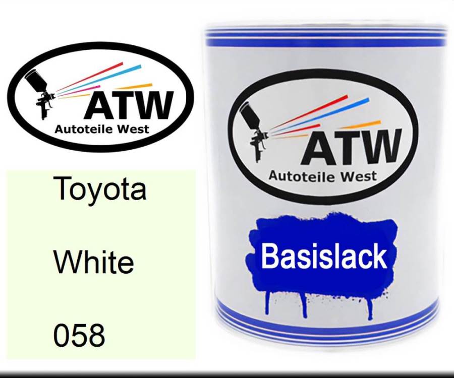 Toyota, White, 058: 1L Lackdose, von ATW Autoteile West.