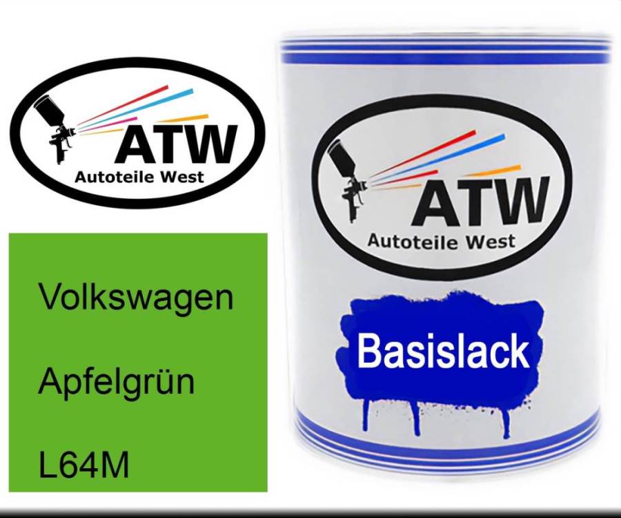 Volkswagen, Apfelgrün, L64M: 1L Lackdose, von ATW Autoteile West.