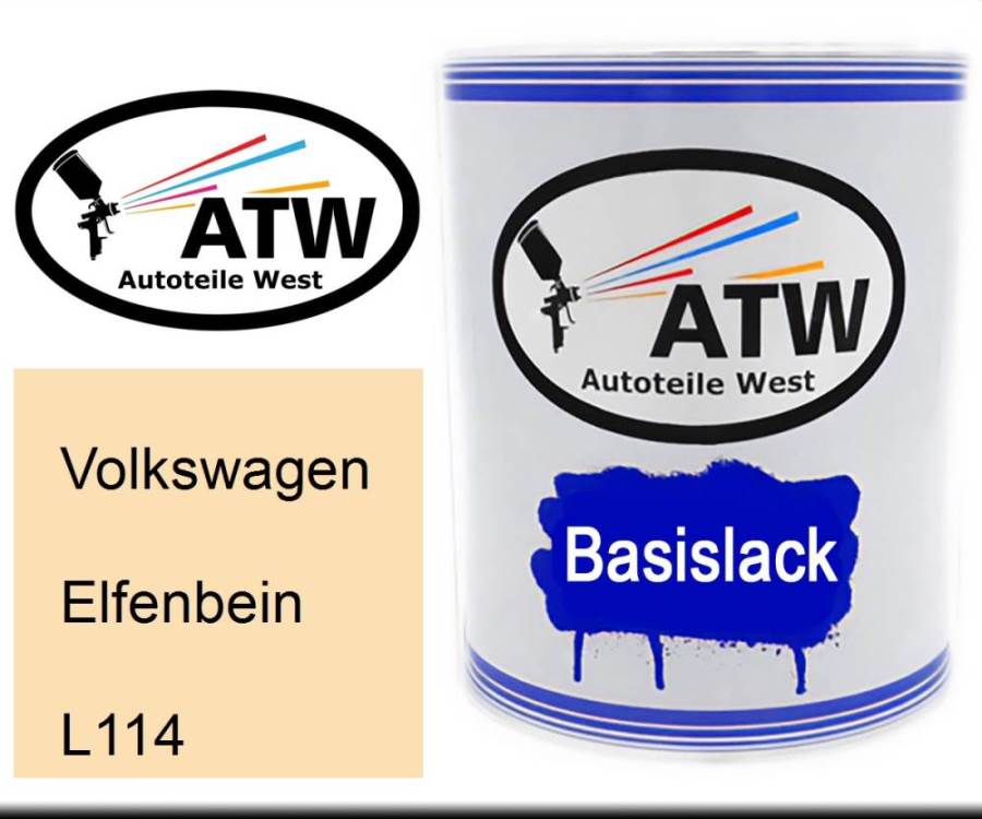 Volkswagen, Elfenbein, L114: 1L Lackdose, von ATW Autoteile West.