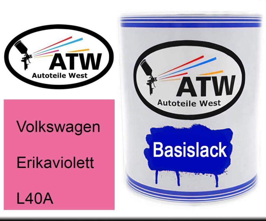 Volkswagen, Erikaviolett, L40A: 1L Lackdose, von ATW Autoteile West.