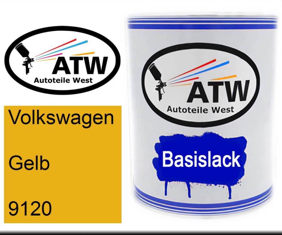 Volkswagen, Gelb, 9120: 1L Lackdose, von ATW Autoteile West.