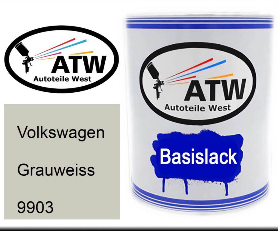 Volkswagen, Grauweiss, 9903: 1L Lackdose, von ATW Autoteile West.