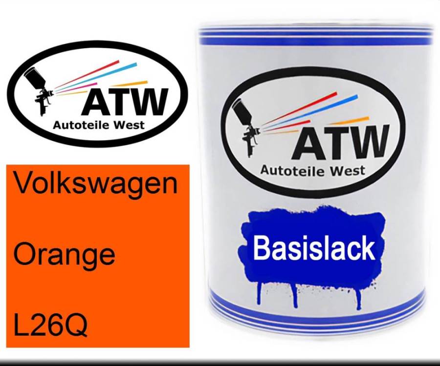 Volkswagen, Orange, L26Q: 1L Lackdose, von ATW Autoteile West.