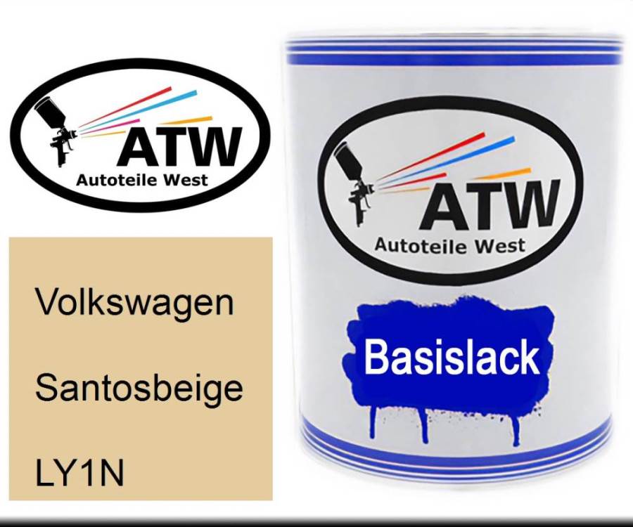 Volkswagen, Santosbeige, LY1N: 1L Lackdose, von ATW Autoteile West.