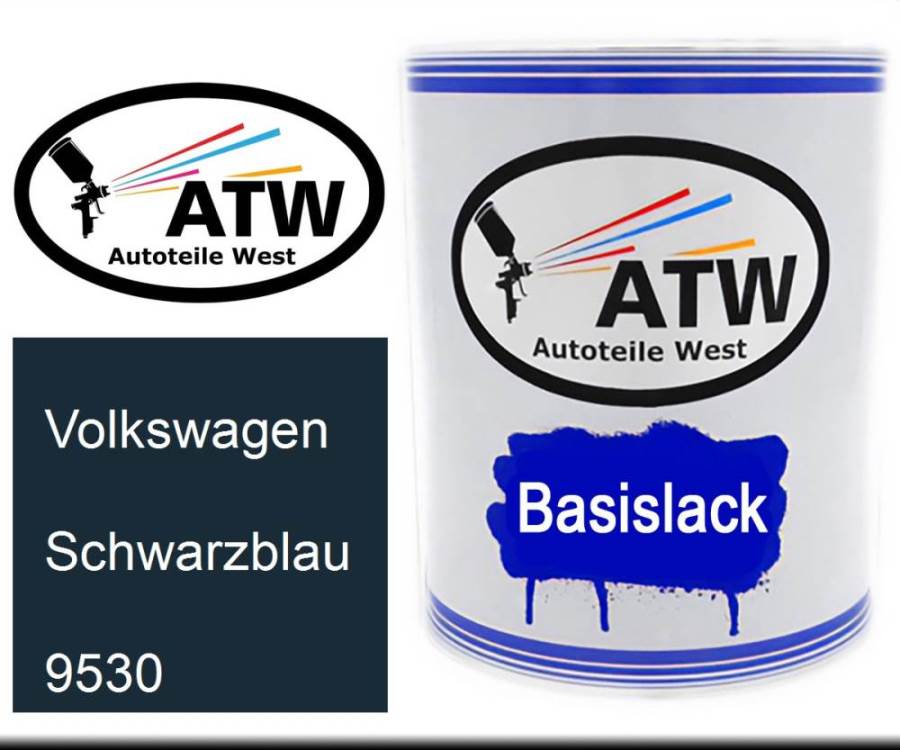 Volkswagen, Schwarzblau, 9530: 1L Lackdose, von ATW Autoteile West.