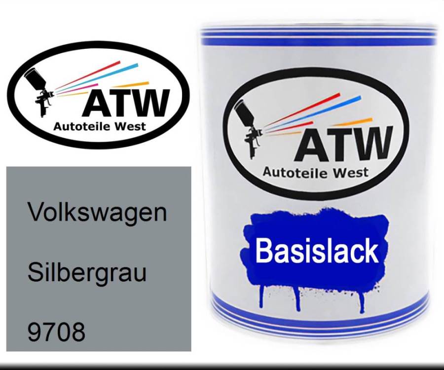 Volkswagen, Silbergrau, 9708: 1L Lackdose, von ATW Autoteile West.